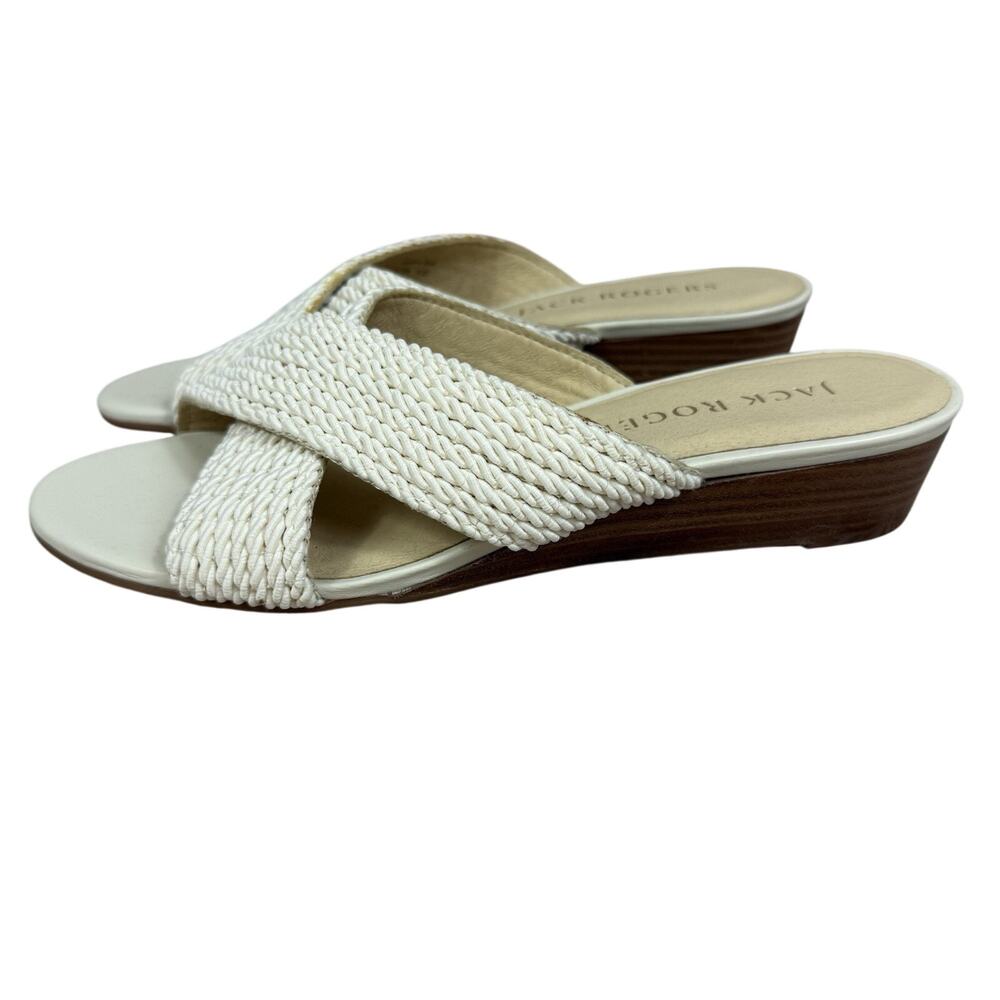 Jack Rogers Rope Dolphin Mini-Wedge Slide Sandals 8.5 Ivory Resortcore Neutral
